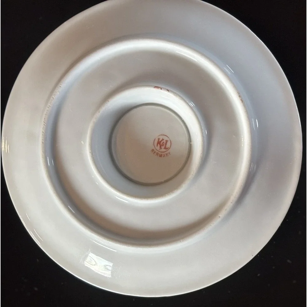 Vintage Floral Sauce Bowl with Attached Under Plate Gravy Dish Boat K&L Germany